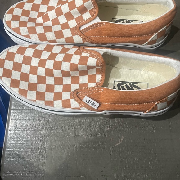 Checkerboard Slip-On Shoes - Orange and White (unisex) - Picture 2 of 6